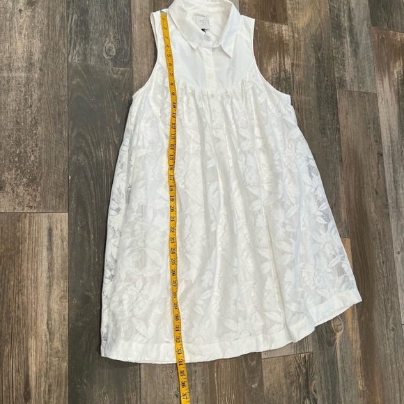 Anthropologie HD in Paris Shirt Swing Dress Size M White Mesh Lace - Picture 7 of 9